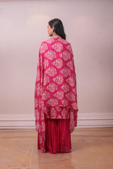 Designer Pink Red Georgette Sharara Set sasyafashion