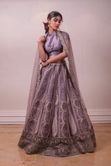 Designer Lavender Raw Silk Lehenga With Net Dupatta sasyafashion