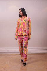Designer Yellow Floral Printed Crepe Co-Ords Set sasyafashion