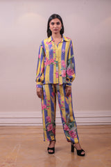 Designer Multi Printed Crepe Yellow Lavender Pink Floral Co-ords sasyafashion