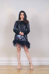 Designer Navy blue colour Dress sasyafashion