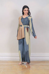 Designer Gray and Beige colour Jumpsuit sasyafashion