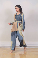 Designer Gray and Beige colour Jumpsuit sasyafashion
