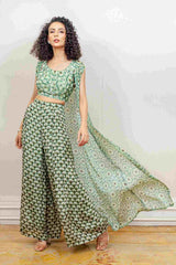 Designer Teal colour Co-ord with Jacket sasyafashion