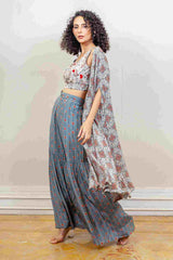 Designer Gray colour Co-ord with Jacket sasyafashion