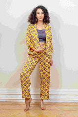 Designer Yellow colour Blazer set sasyafashion