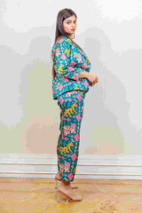 Designer Teal colour Blazer set sasyafashion