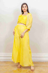 Designer Yellow colour Co-ord with Jacket sasyafashion