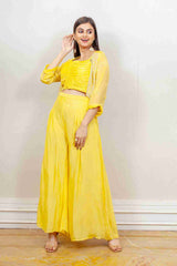 Designer Yellow colour Co-ord with Jacket sasyafashion