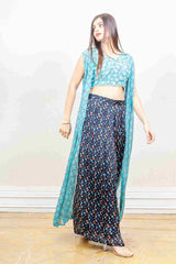 Designer Blue & Black colour Co-ord with Jacket sasyafashion