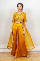 Designer yellow colour Co-ord with Jacket sasyafashion