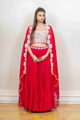 Designer Red colour Co-ord with Jacket sasyafashion
