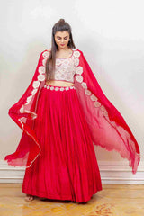 Designer Red colour Co-ord with Jacket sasyafashion