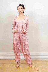 Designer Pink colour Co-ord with Jacket sasyafashion