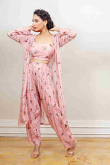 Designer Pink colour Co-ord with Jacket sasyafashion