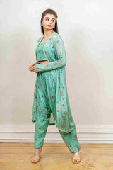 Designer Green colour Co-ord with Jacket sasyafashion