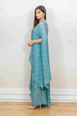 Designer Blue colour Co-ord with Jacket sasyafashion