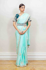 Designer Blue Saree sasyafashion