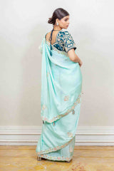 Designer Blue Saree sasyafashion