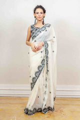 Designer White Saree sasyafashion