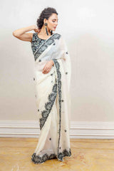 Designer White Saree sasyafashion