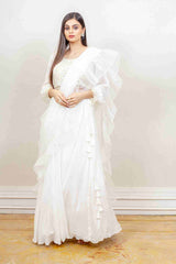 Designer White Colour Dress sasyafashion