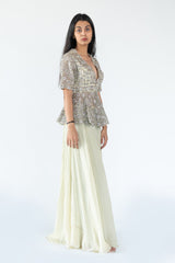 Peplum Garara Set- Organza in Olive colour sasyafashion