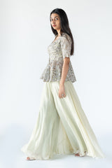 Peplum Garara Set- Organza in Olive colour sasyafashion