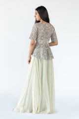 Peplum Garara Set- Organza in Olive colour sasyafashion