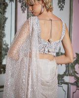 Designer white colour Hand Embroidered saree sasyafashion