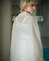 Designer white color Hand Embroidered drape skirt Jacket set
