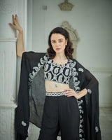 Designer black color Hand Embroidered Plazzo Jacket Set