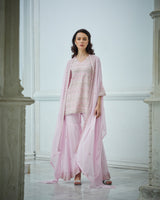 Designer Baby Pink Color Hand Embroidered Sharara Jacket set