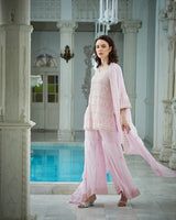 Designer Baby Pink Color Hand Embroidered Sharara Jacket set