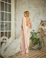 Designer Baby Pink Color Hand Embroidered Saree