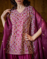 Designer maroon Hand Embroidered Dhoti pant Jacket set