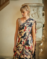 Designer beige multi colour Hand Embroidered saree sasyafashion