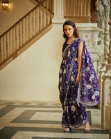 Designer purple colour Hand Embroidered saree sasyafashion