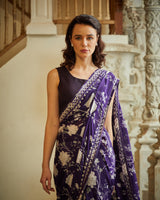 Designer purple colour Hand Embroidered saree sasyafashion