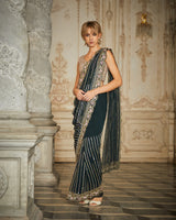 Designer Black color Hand Embroidered saree
