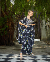 Designer black colour floral printed Hand Embroidered PLAZZO JACKET SET sasyafashion