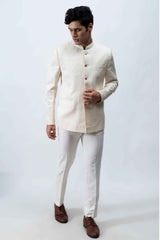 Ivory Embroidered Bandhgala Set sasyafashion