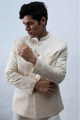 Ivory Embroidered Bandhgala Set sasyafashion