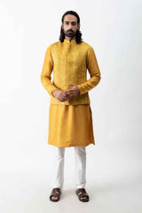 Mustard Yellow Kurta with Bundi sasyafashion