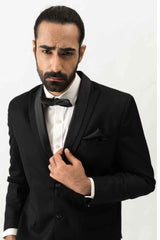 Classic Black Tux with Stylised Satin Lapel sasyafashion