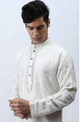 Ivory Mirror Work Kurta Set. sasyafashion