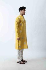 Yellow Ombre Applique Kurta Set. sasyafashion