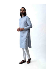Light Blue-Grey Cord Kurta Set. sasyafashion