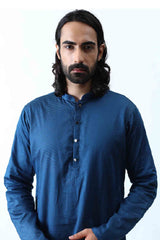Yale Blue Stitchlines Kurta Set sasyafashion
