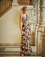 Designer beige multi colour Hand Embroidered saree sasyafashion